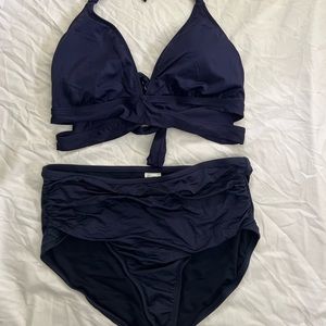Navy high waisted bikini